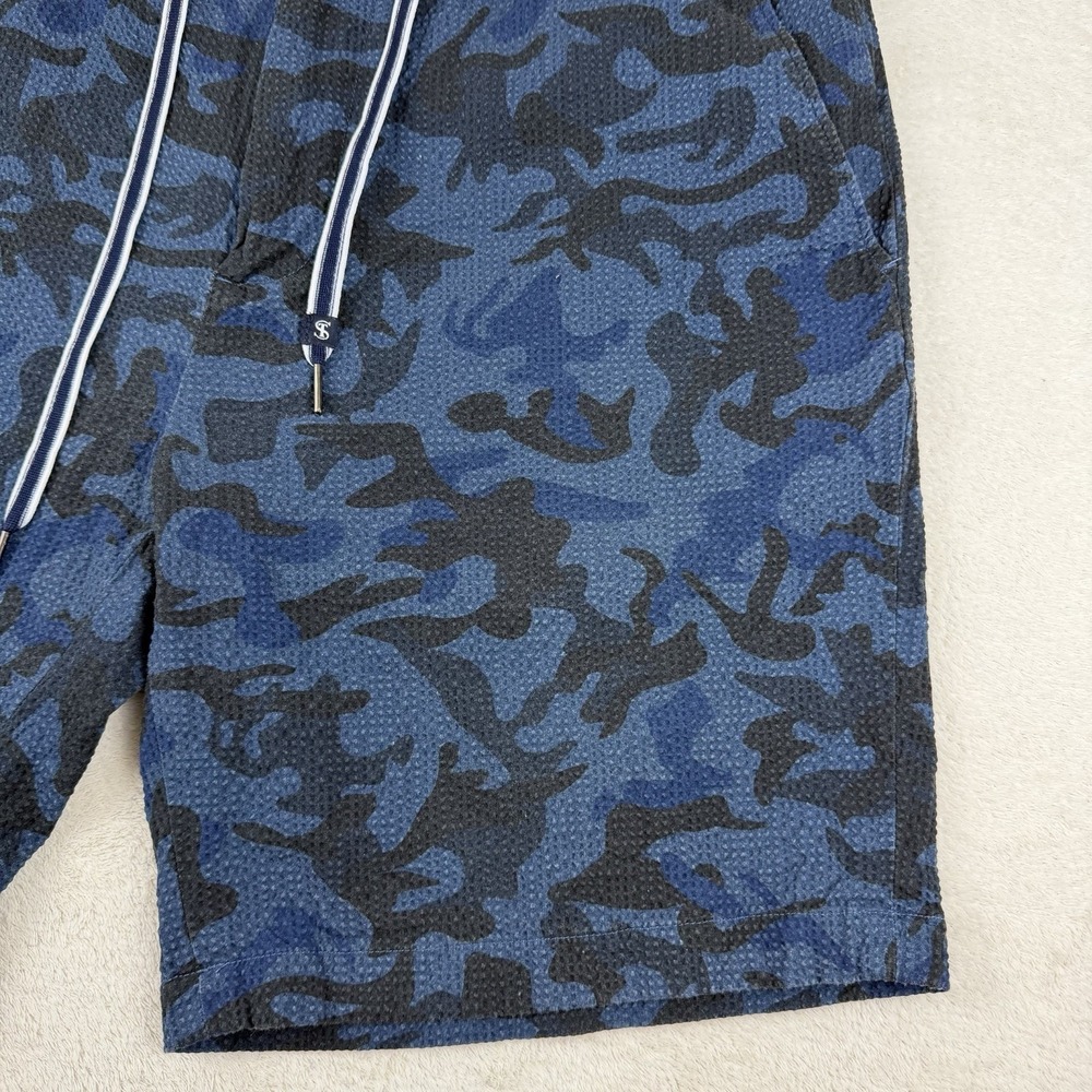 FootJoy x Todd Snyder Seersucker Golf Shorts Men's XL Stretch Designer Blue Camo - Picture 6 of 16